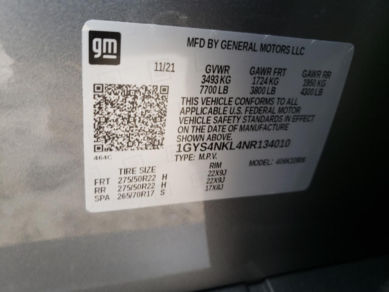 Photo 10 from auction – 2022 CADILLAC ESCALADE E with VIN 1GYS4NKL4NR134010