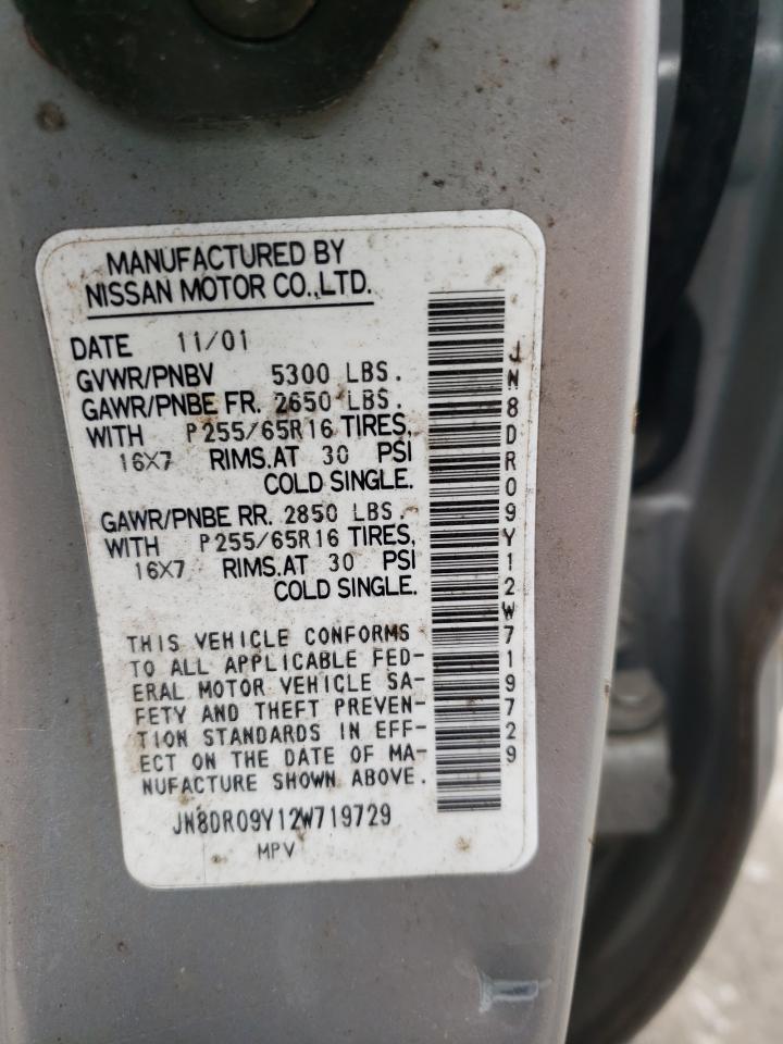 Photo 10 from auction – 2002 NISSAN PATHFINDER with VIN JN8DR09Y12W719729