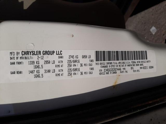 Photo 10 from auction – 2012 DODGE GRAND CARA with VIN 2C4RDGCG5CR274446