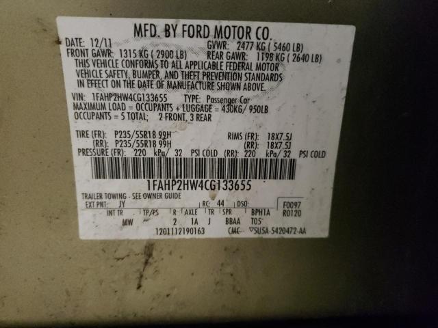 Photo 10 from auction – 2012 FORD TAURUS SEL with VIN 1FAHP2HW4CG133655