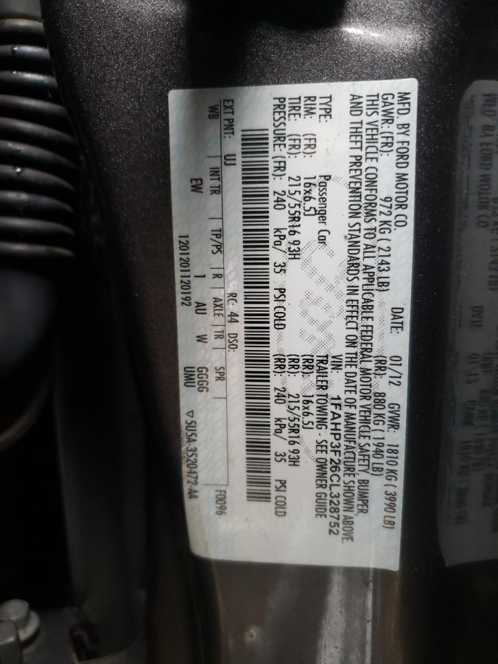 Photo 10 from auction – 2012 FORD FOCUS SE with VIN 1FAHP3F26CL328752