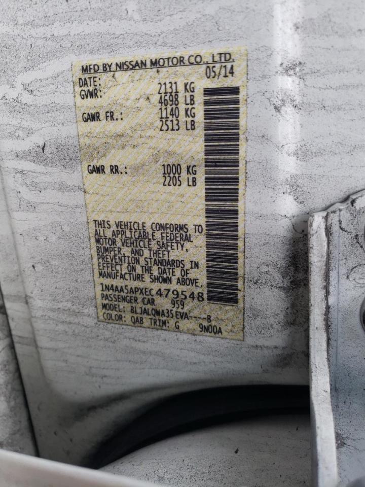 Фото 10 с аукциона – 2014 NISSAN MAXIMA S с VIN 1N4AA5APXEC479548