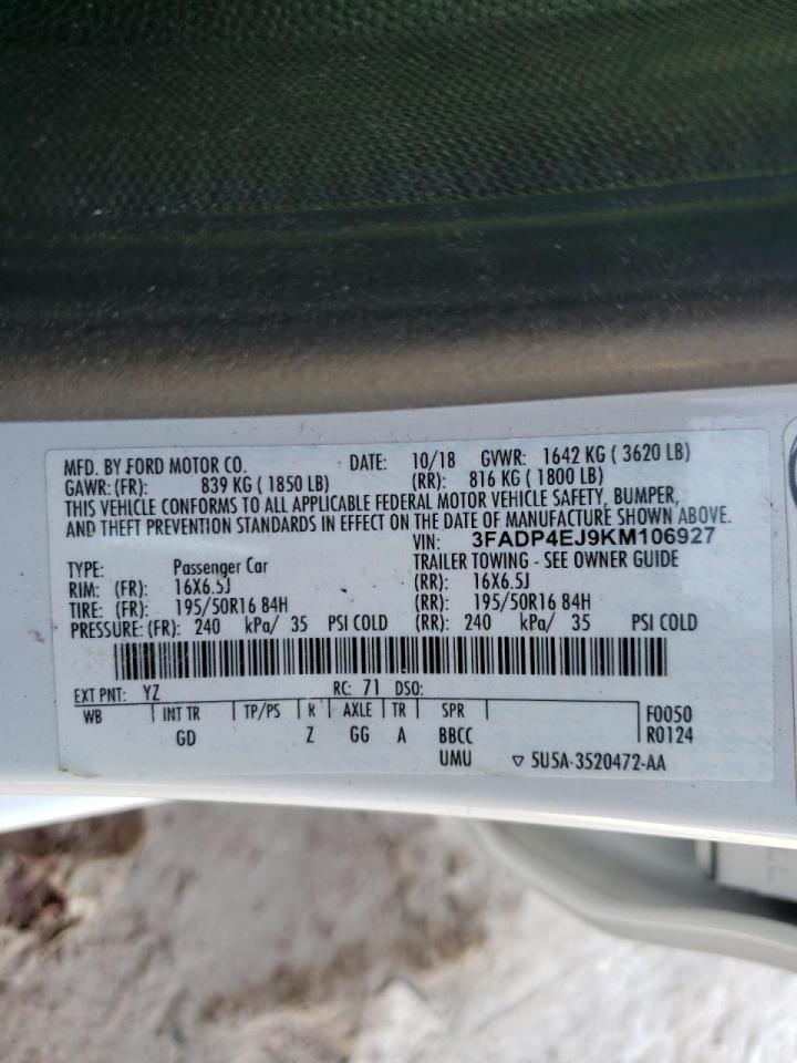 Photo 10 from auction – 2019 FORD FIESTA SE with VIN 3FADP4EJ9KM106927