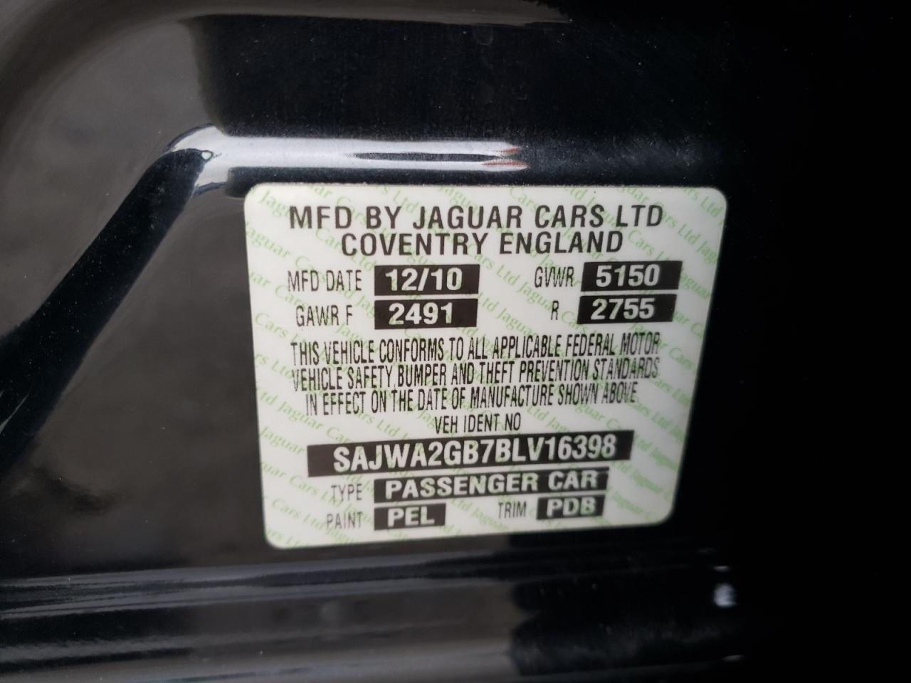 Photo 10 from auction – 2011 JAGUAR XJL with VIN SAJWA2GB7BLV16398