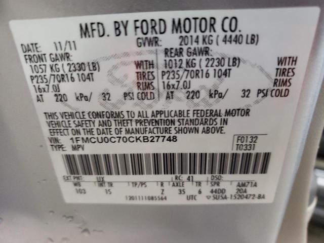 Photo 10 from auction – 2012 FORD ESCAPE XLS with VIN 1FMCU0C70CKB27748
