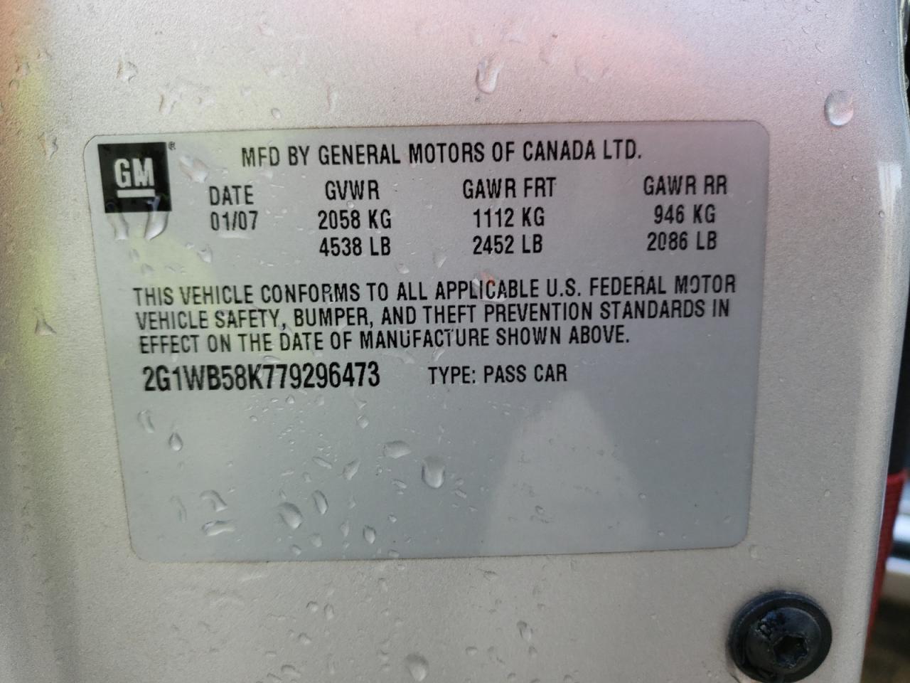 Photo 10 from auction – 2007 CHEVROLET IMPALA LS with VIN 2G1WB58K779296473