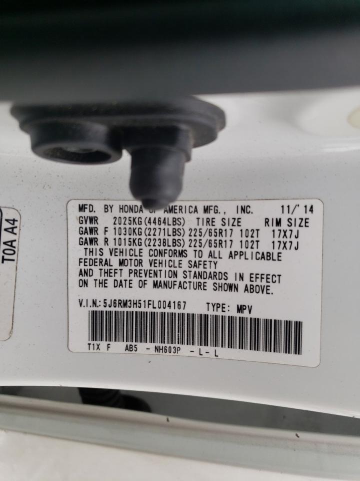 Photo 10 from auction – 2015 HONDA CR-V EX with VIN 5J6RM3H51FL004167