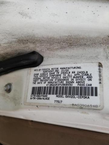 Photo 10 from auction – 2000 TOYOTA CAMRY CE with VIN 4T1BG22K9YU968550