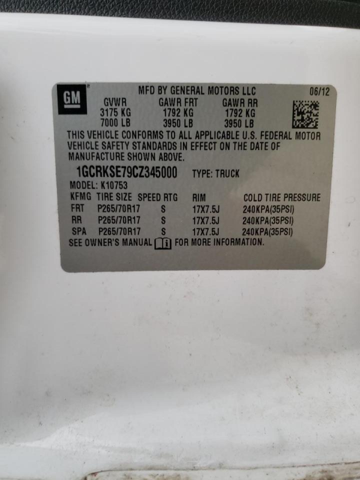 Photo 10 from auction – 2012 CHEVROLET SILVERADO with VIN 1GCRKSE79CZ345000