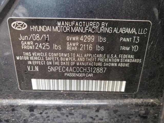 Foto 10 de la subasta – 2012 HYUNDAI SONATA SE con VIN 5NPEC4AC0CH312887
