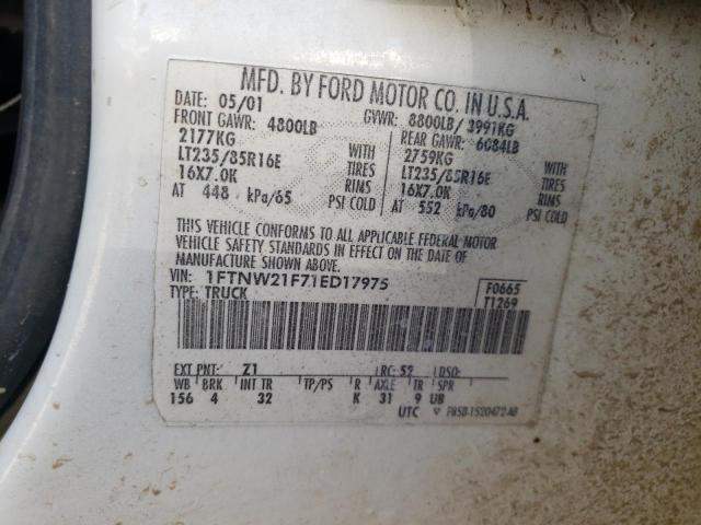 Photo 10 from auction – 2001 FORD F250 SUPER with VIN 1FTNW21F71ED17975