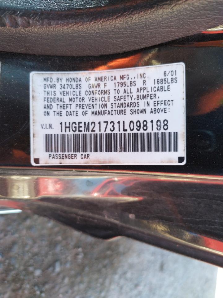Photo 10 from auction – 2001 HONDA CIVIC HX with VIN 1HGEM21731L098198