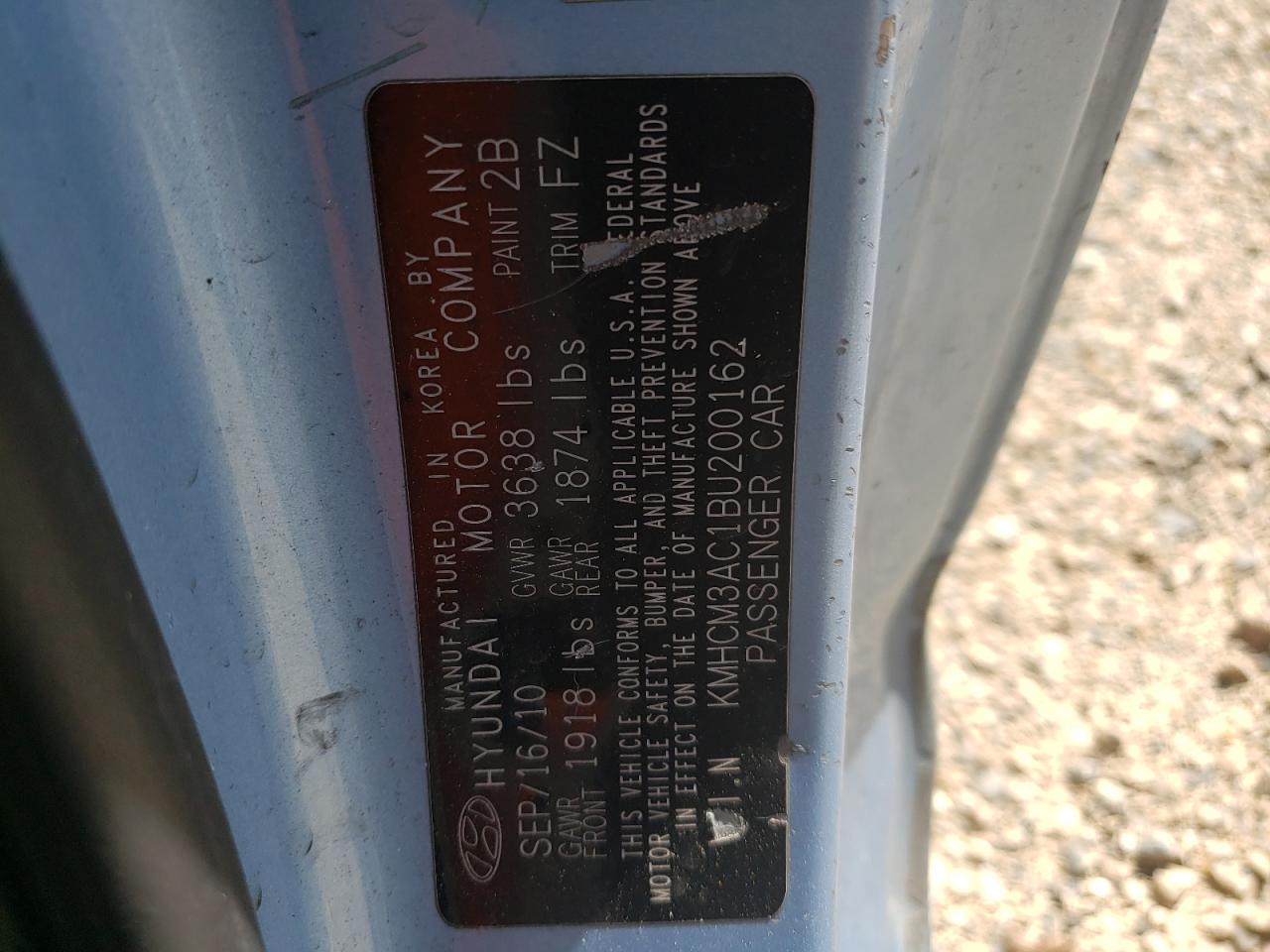 Photo 10 from auction – 2011 HYUNDAI ACCENT GL with VIN KMHCM3AC1BU200162
