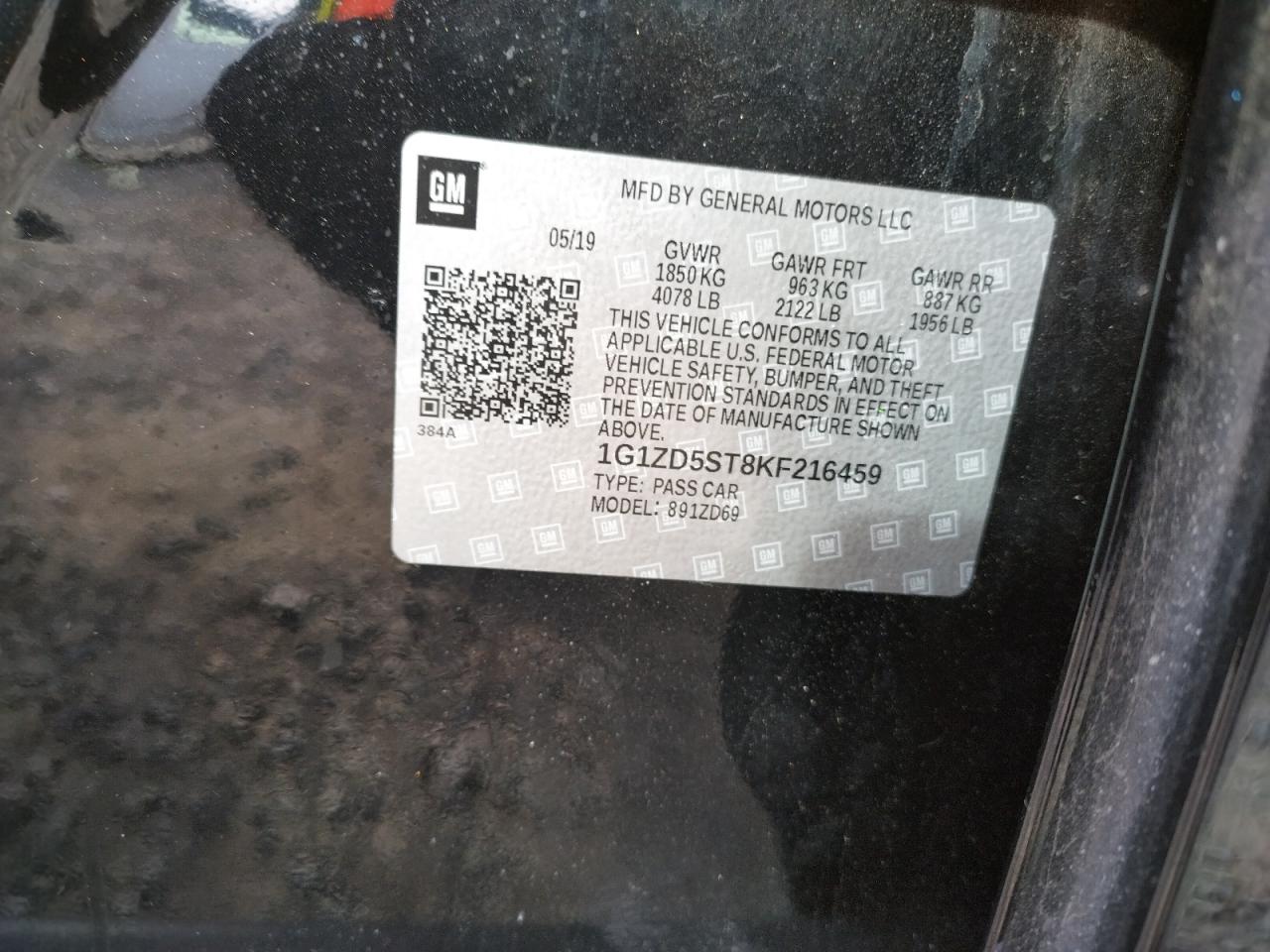 Photo 10 from auction – 2019 CHEVROLET MALIBU LT with VIN 1G1ZD5ST8KF216459