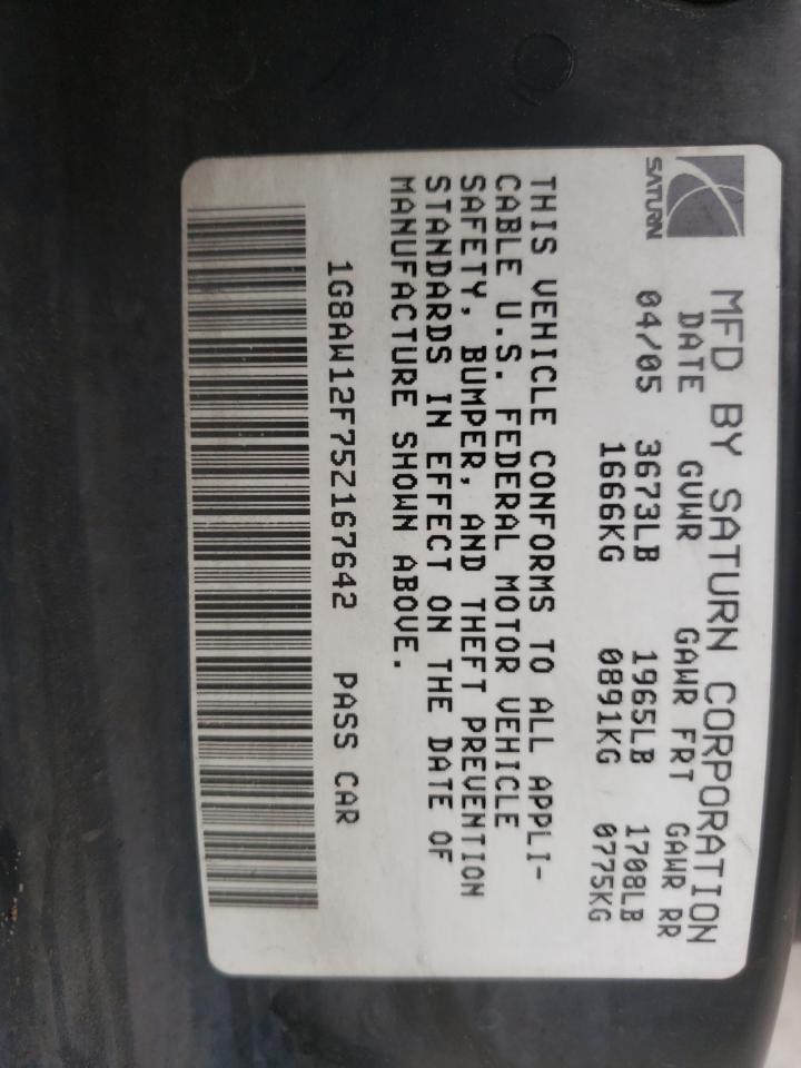 Photo 10 from auction – 2005 SATURN ION LEVEL with VIN 1G8AW12F75Z167642