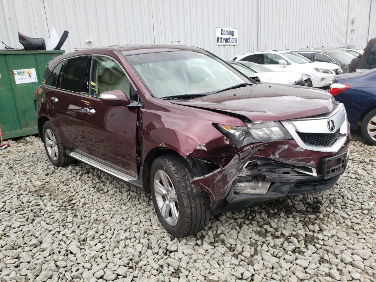 ACURA MDX TECHNO 2012 with VIN 2HNYD2H37CH546435 - Photo from auction