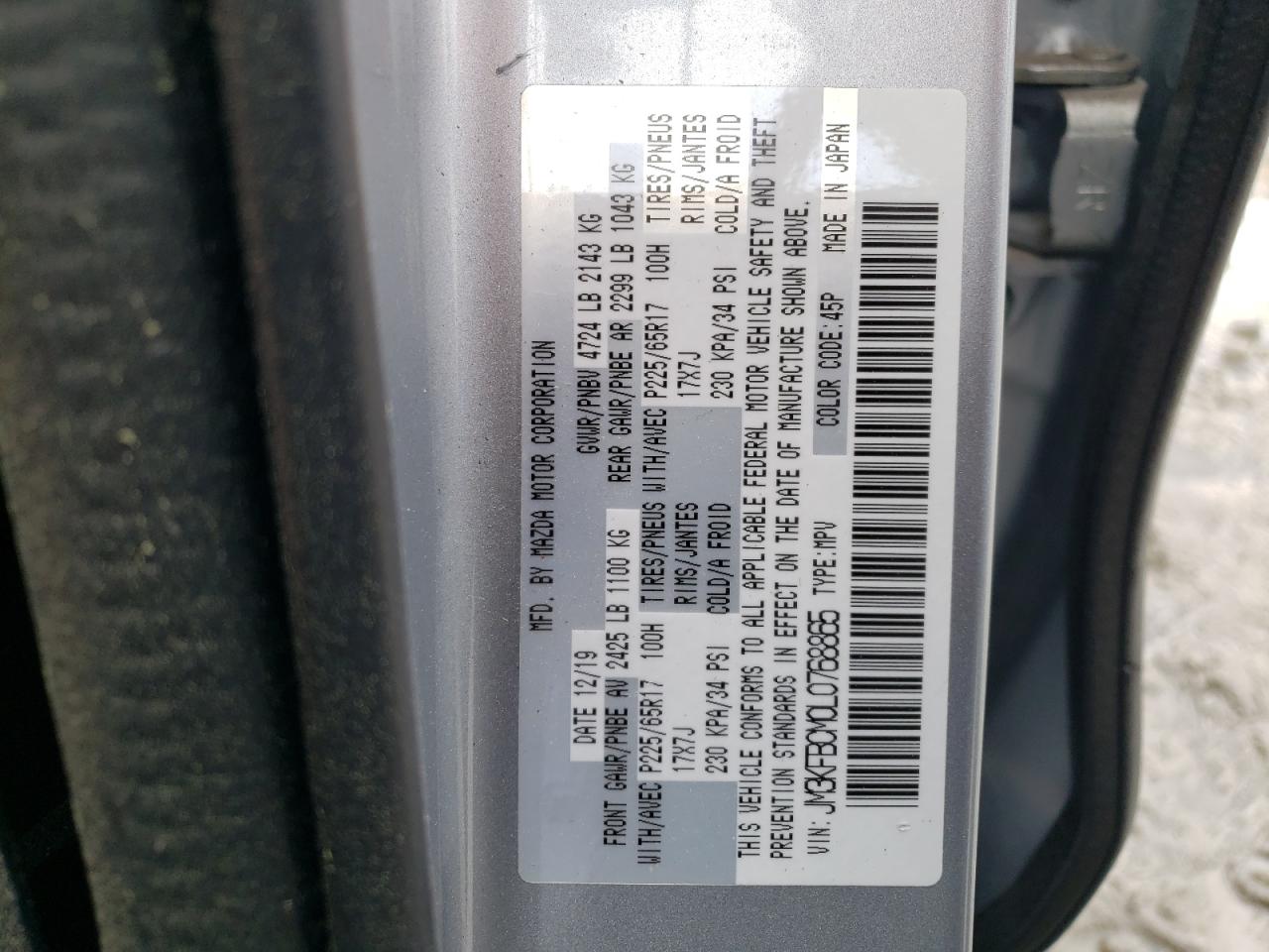 Photo 10 from auction – 2020 MAZDA CX-5 TOURI with VIN JM3KFBCM0L0768865