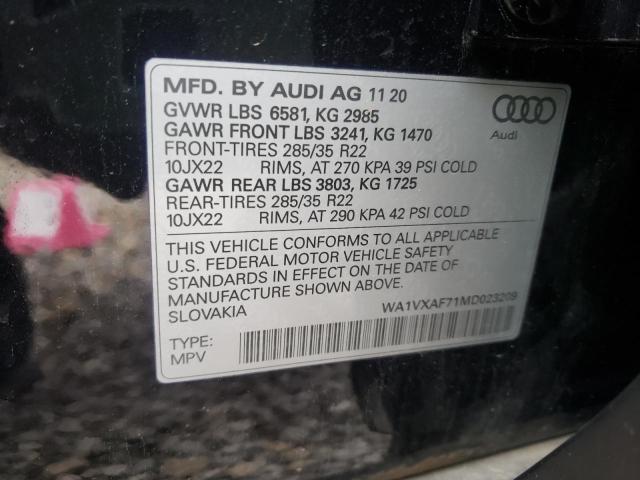 Photo 10 from auction – 2021 AUDI Q7 PRESTIG with VIN WA1VXAF71MD023209