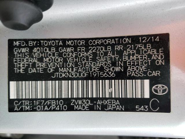 Photo 10 from auction – 2015 TOYOTA PRIUS with VIN JTDKN3DU0F1915636