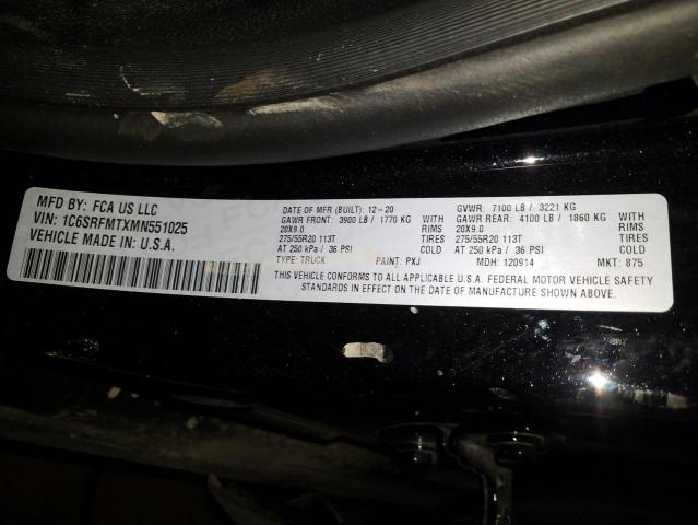 Photo 10 from auction – 2021 RAM 1500 BIG H with VIN 1C6SRFMTXMN551025