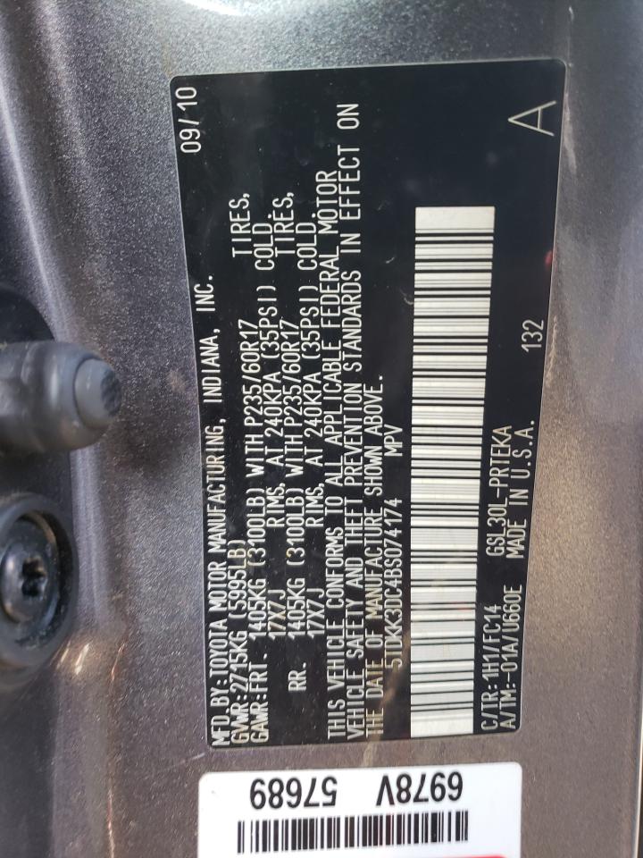 Photo 10 from auction – 2011 TOYOTA SIENNA LE with VIN 5TDKK3DC4BS074174