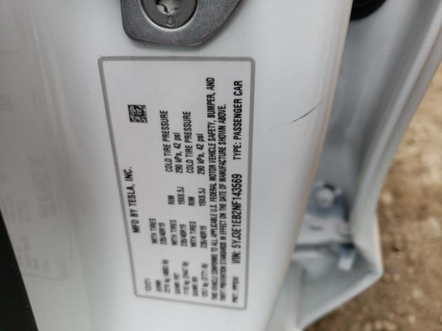 Photo 10 from auction – 2022 TESLA MODEL 3 with VIN 5YJ3E1EB2NF143569