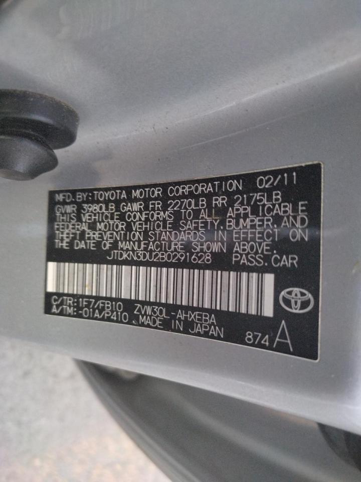 Photo 10 from auction – 2011 TOYOTA PRIUS with VIN JTDKN3DU2B0291628