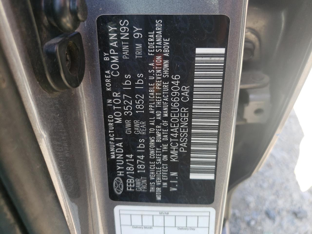 Photo 10 from auction – 2014 HYUNDAI ACCENT GLS with VIN KMHCT4AE0EU669046