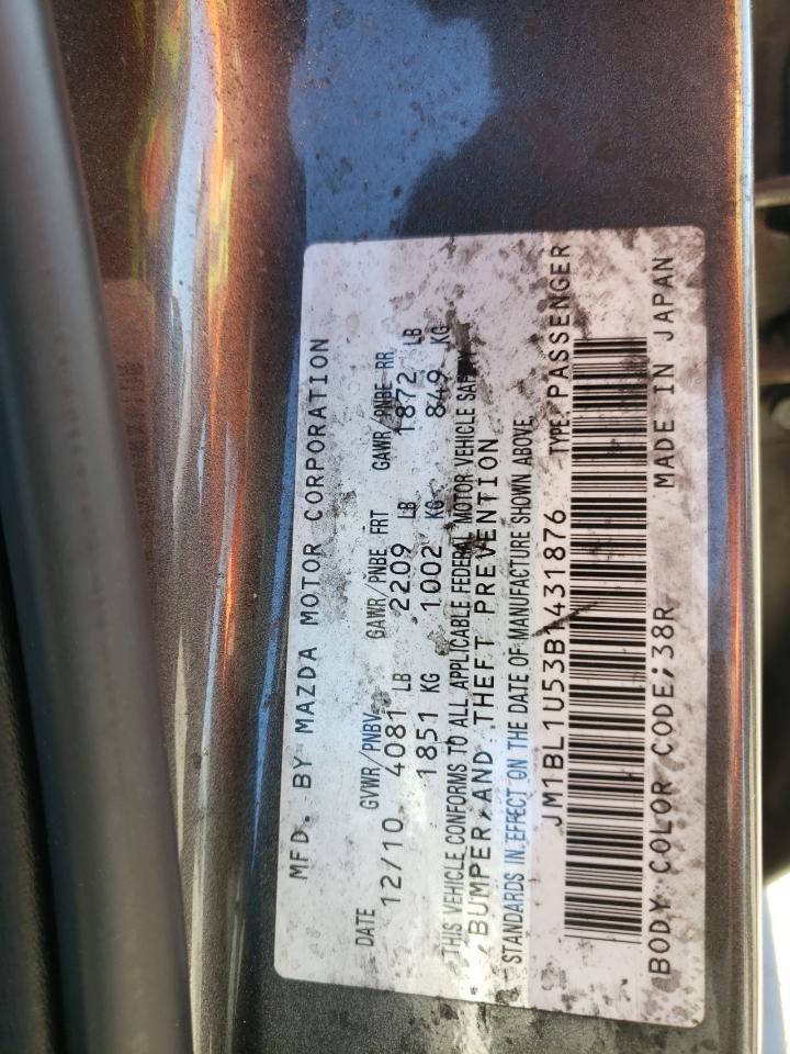 Photo 10 from auction – 2011 MAZDA 3 S with VIN JM1BL1U53B1431876