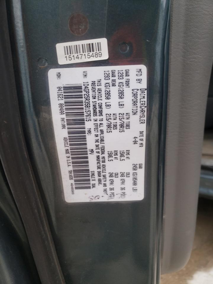 Photo 10 from auction – 2005 DODGE CARAVAN SE with VIN 1D4GP25R35B157615