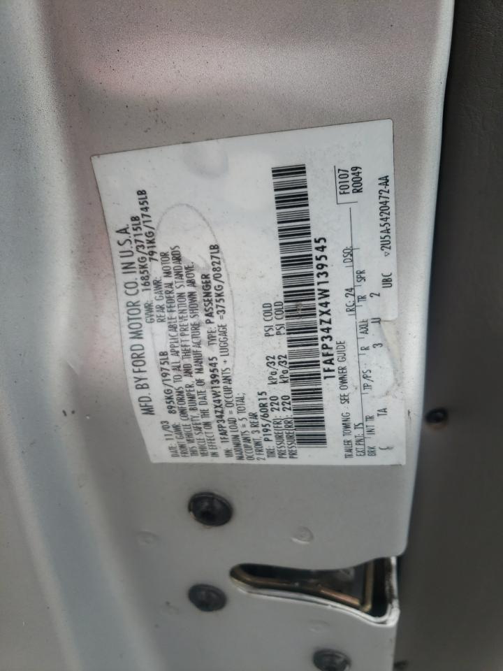 Photo 10 from auction – 2004 FORD FOCUS SE C with VIN 1FAFP34ZX4W139545