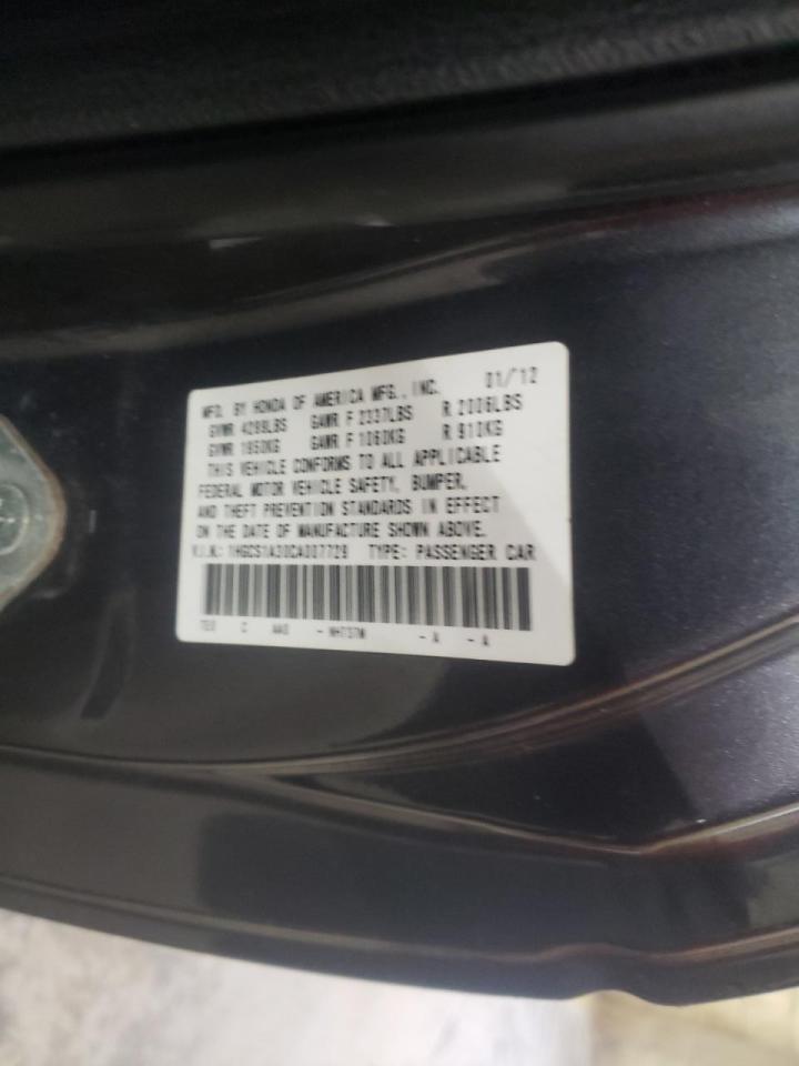 Photo 10 from auction – 2012 HONDA ACCORD with VIN 1HGCS1A30CA007729