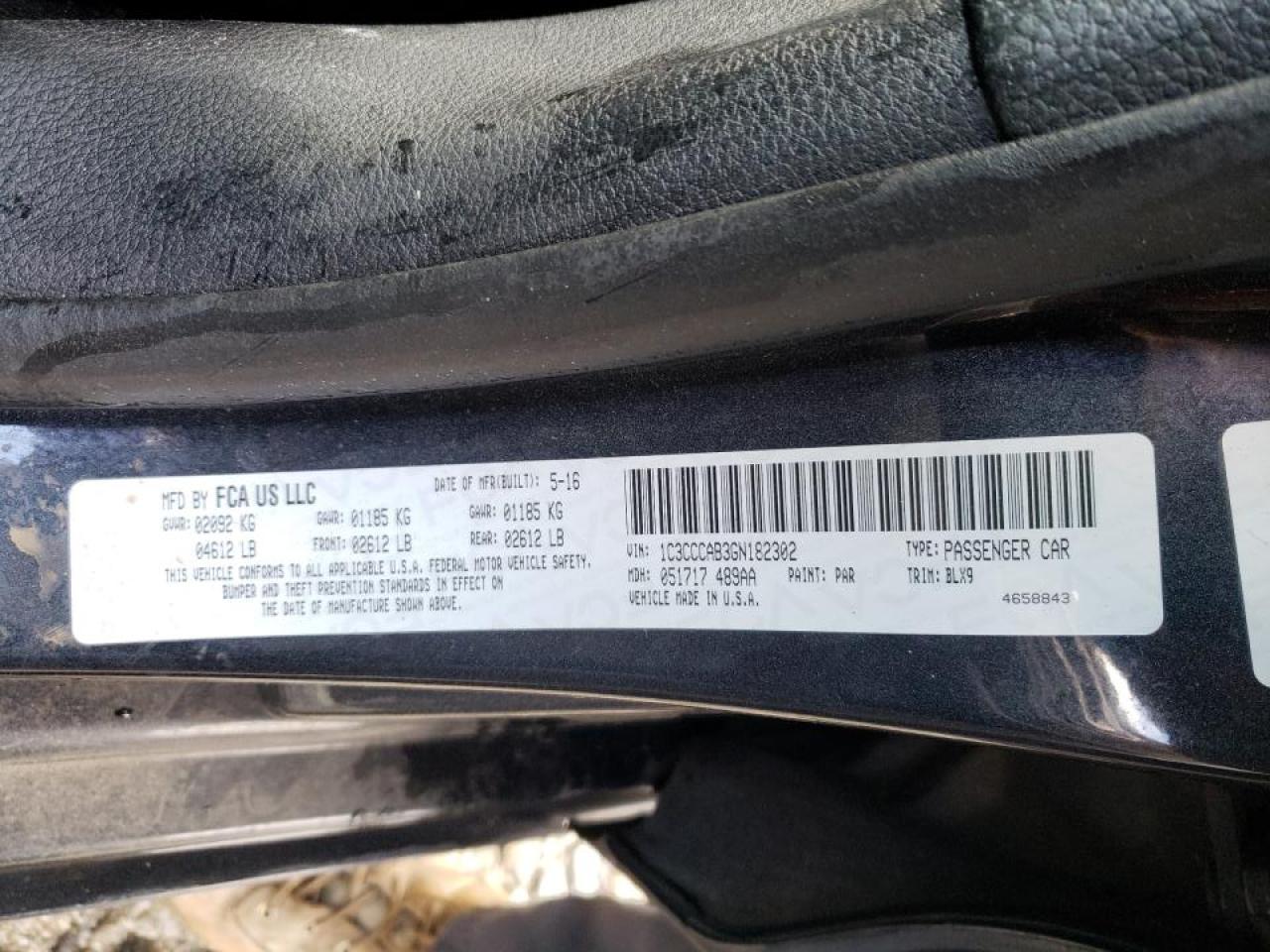 Photo 10 from auction – 2016 CHRYSLER 200 LIMITE with VIN 1C3CCCAB3GN182302