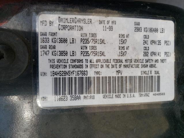 Photo 10 from auction – 2000 DODGE DURANGO with VIN 1B4HS28N5YF167663