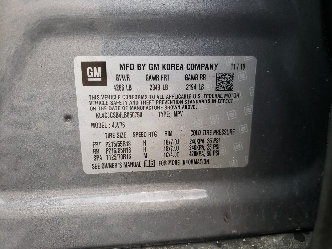 Photo 10 from auction – 2020 BUICK ENCORE ESS with VIN KL4CJCSB4LB060750