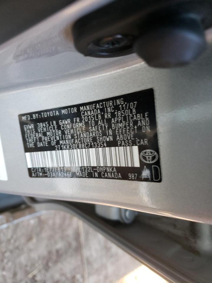 Photo 10 from auction – 2008 TOYOTA COROLLA MA with VIN 2T1KR30E88C713354