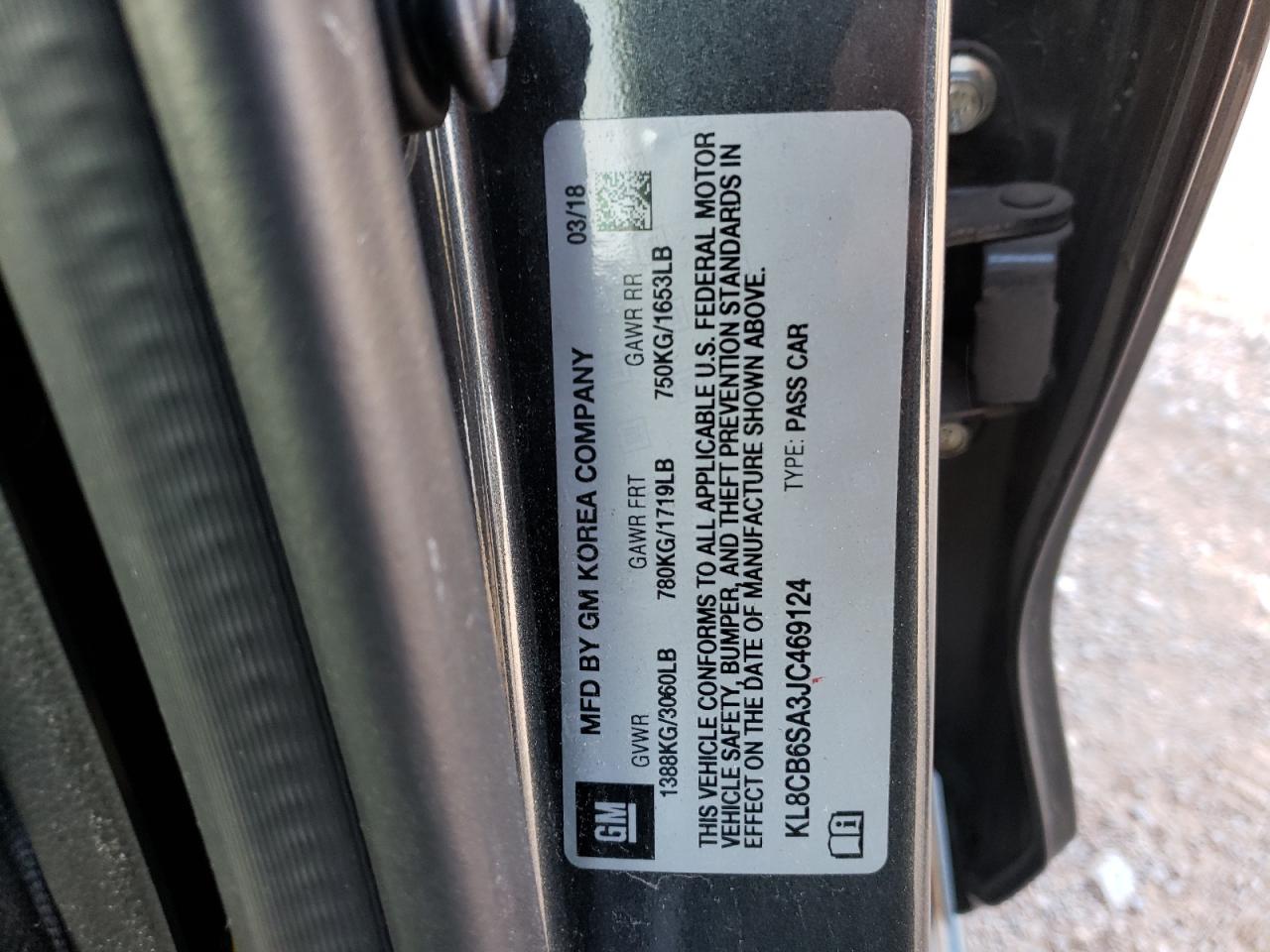 Photo 10 from auction – 2018 CHEVROLET SPARK LS with VIN KL8CB6SA3JC469124
