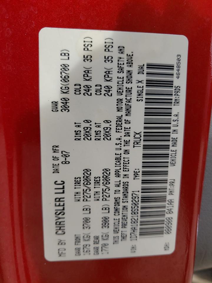 Photo 10 from auction – 2008 DODGE RAM 1500 S with VIN 1D7HA18218S502971