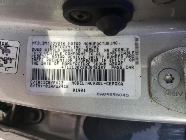 Photo 10 from auction – 2002 TOYOTA CAMRY LE with VIN 4T1BE30K82U045367