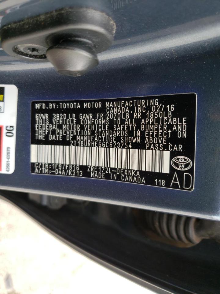 Photo 10 from auction – 2016 TOYOTA COROLLA L with VIN 2T1BURHE6GC623754