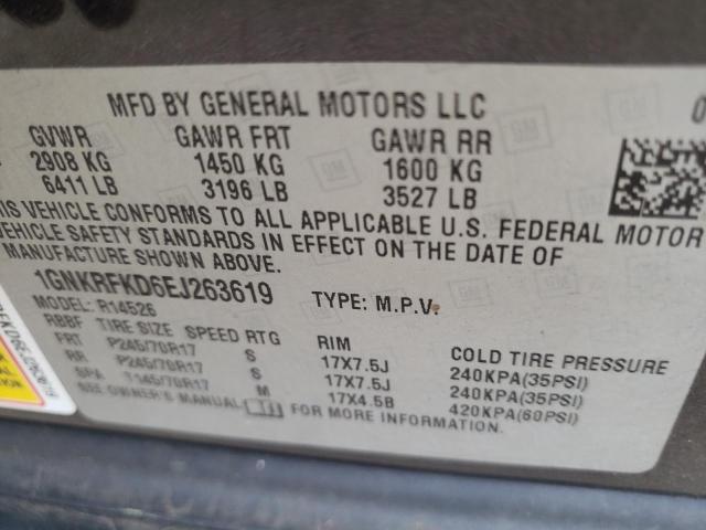 Photo 10 from auction – 2014 CHEVROLET TRAVERSE L with VIN 1GNKRFKD6EJ263619