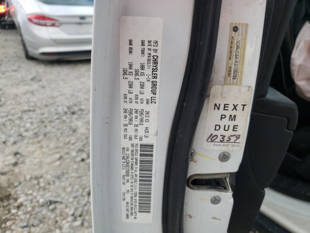 Photo 10 from auction – 2014 JEEP COMPASS SP with VIN 1C4NJCBA3ED728289