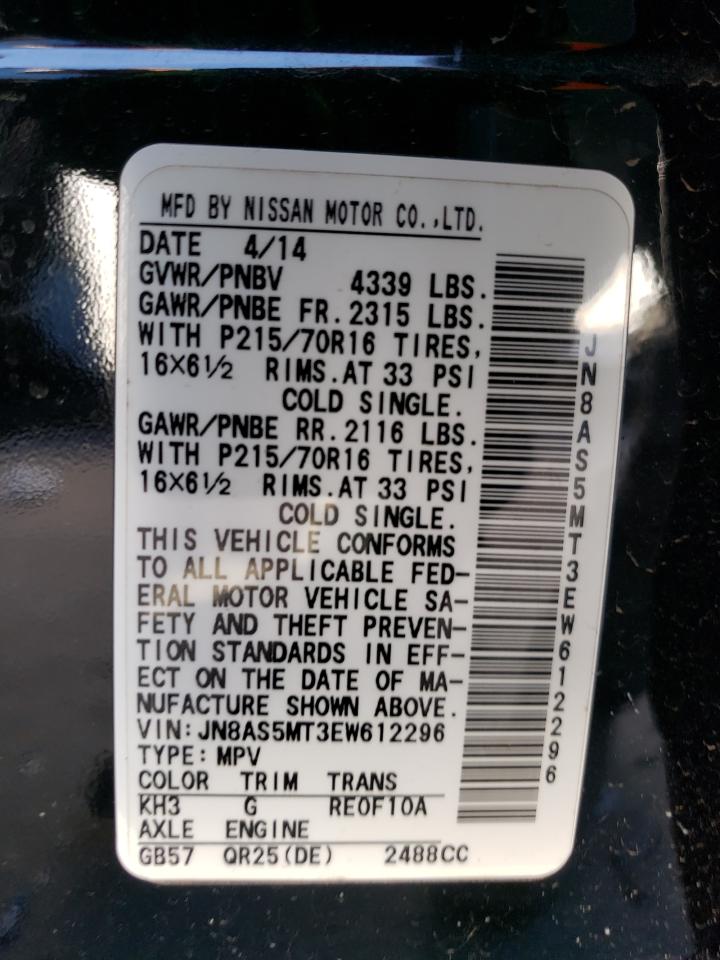 Photo 10 from auction – 2014 NISSAN ROGUE SELE with VIN JN8AS5MT3EW612296