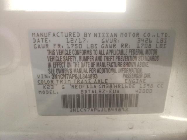Photo 10 from auction – 2018 NISSAN VERSA S with VIN 3N1CN7AP6JL844893