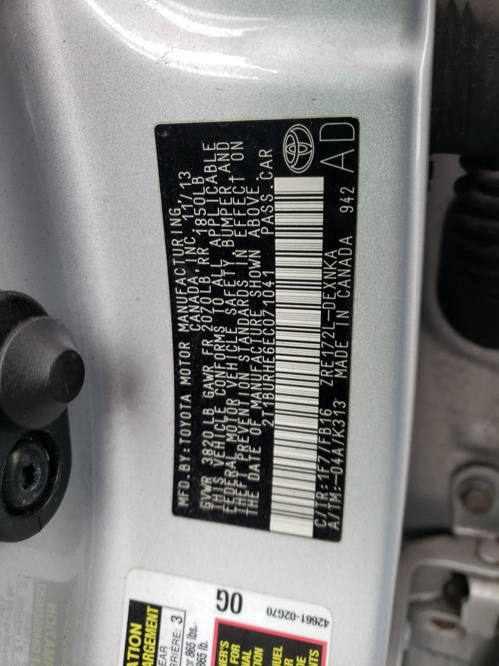 Photo 10 from auction – 2014 TOYOTA COROLLA L with VIN 2T1BURHE6EC071041