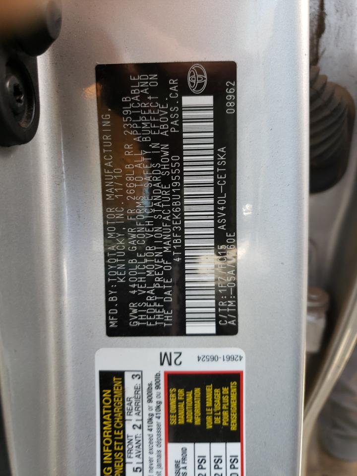 Photo 10 from auction – 2011 TOYOTA CAMRY BASE with VIN 4T1BF3EK6BU195550