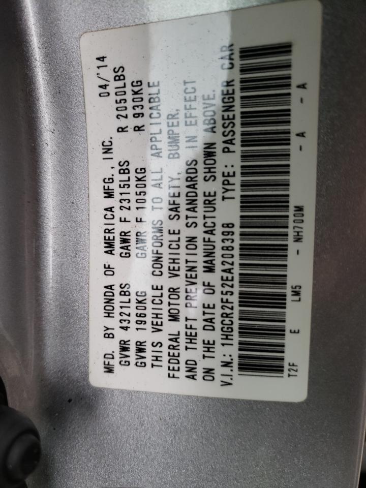 Photo 10 from auction – 2014 HONDA ACCORD SPO with VIN 1HGCR2F52EA208398