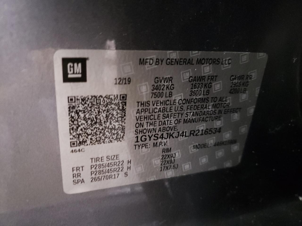 Photo 10 from auction – 2020 CADILLAC ESCALADE E with VIN 1GYS4JKJ4LR216534