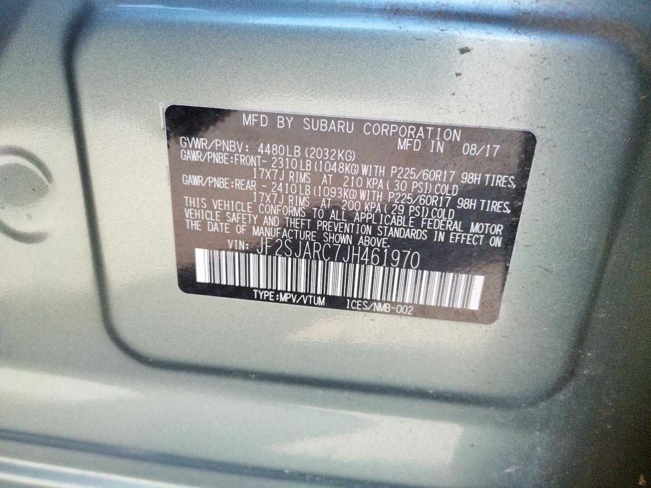 Photo 10 from auction – 2018 SUBARU FORESTER 2 with VIN JF2SJARC7JH461970