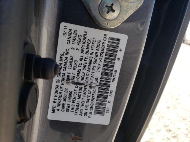 Photo 10 from auction – 2012 HONDA CIVIC LX with VIN 2HGFB2F57CH320291